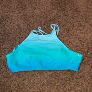 Blue Ombré High Neck Bathing Suit Top